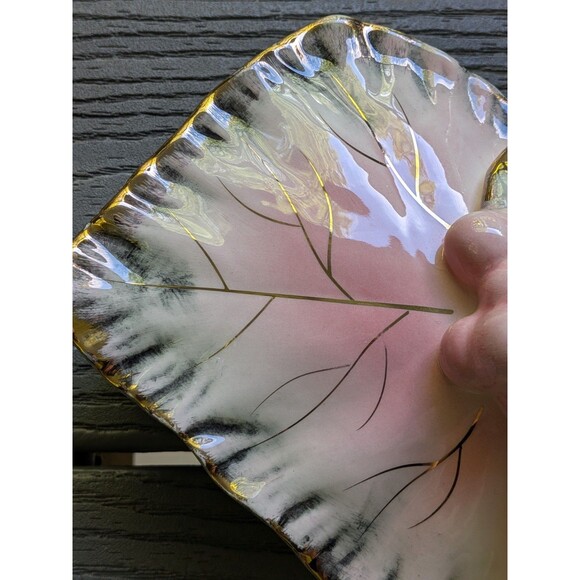 Ucagco Ceramics Japan Antq Vtg Pink Gray Gold Bird Trinket Vanity Cig Box MCM - Picture 10 of 14